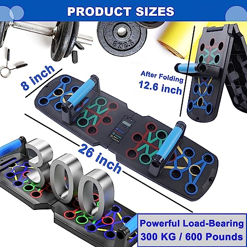 Upgraded push up board for men,Portable Foldable Multi-Function 30 in 1 perfect push-up board,Push Up Bar with Automatic Count and Resistance Bands,Push up Handles for Floor Home Gym chest Workout