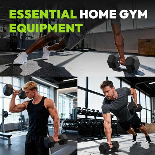 HANDBODE Hex Dumbbell 30-570 lb Dumbbell set, Rubber Encased Exercise & Fitness Dumbbells, Hand Weight for Strength Training - size: 30 lb, Pair, style: Chrome Handle