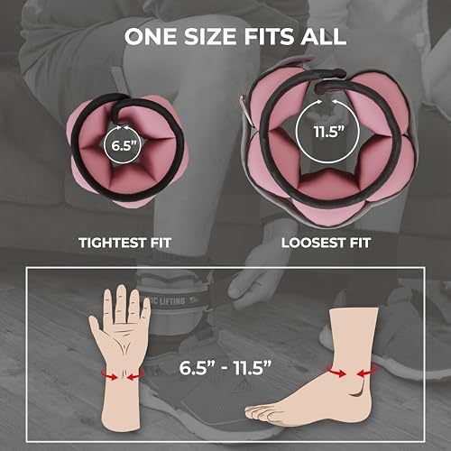 Adjustable Ankle Weights for Women & Men – 1 Pair (2–10 lbs) Wrist, Arm & Leg Weights for Gym, Yoga & Home Workouts – Secure Fit Strap Design – Durable Fitness Training Equipment - color: Carnation Pink