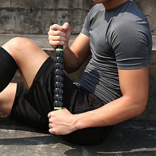 Muscle Roller Stick for Athletes- Body Massage Sticks Tools Massager for Relief Muscle Soreness,Cramping and Tightness,Help Legs and Back Recovery,Black Green