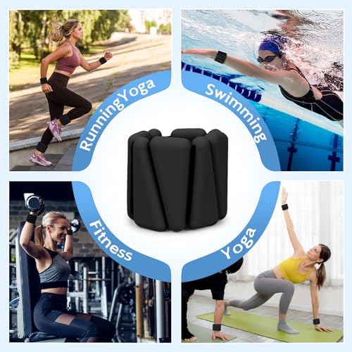 Wrist Weights Set of 2(2Lbs Each), Adjustable Silicone Workout Weights for Women and Men, Wearable Ankle/Wrist Weights Suitable for Yoga, Dance, Pilates, Pool Exercises and Jogging - color: Black 4lb