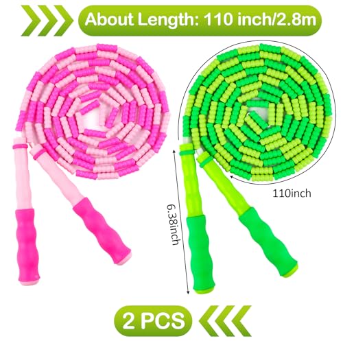 Jump Rope for Kids, Adjustable Jump Ropes for 4 5 6 7 8 10 12, Tangle Free - color: Green and Pink