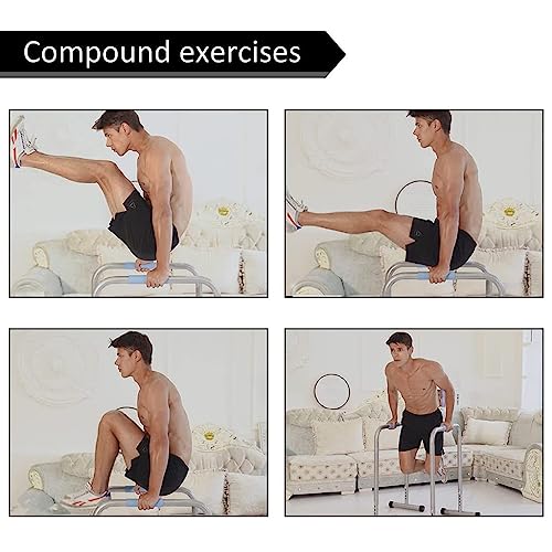 Dip Stands Bar Adjustable Parallel Bars Dip Station, Capacity Perfect for Home and Garage Gym Exercise Equipment Gymnastics(Color:Gray) - color: Gray