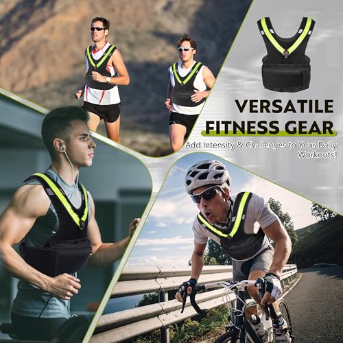 Weighted Vest for Women Men, Sport Running Weighted Vest with Reflective Strips and LED Flashing Sash, 10lbs/20lbs Weight Vest for Strength Training and Workout - size: 20LBS