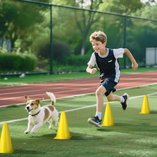12pcs Cones 9 Inch Soccer Cones and Plastic Traffic Cones, Durable Cones for Sports Training, Ideal for Soccer, Basketball, Football, Skating, and Agility Drills Practice - color: yellow