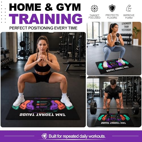 Squat Mat with Foot Position,Non-Slip Workout Mat for Squats & Leg Exercises, Improves Muscle Activation & Knee Support, Home Gym Fitness Mat,30 * 13.8"inch Squat Pad - color: Purple Black