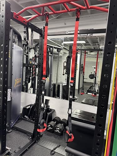 Ripped Straps Suspension Training Straps with Detachable Handles & Door Anchors – Black/Red, 2 Separate Straps for Squat Harness & Leg Training