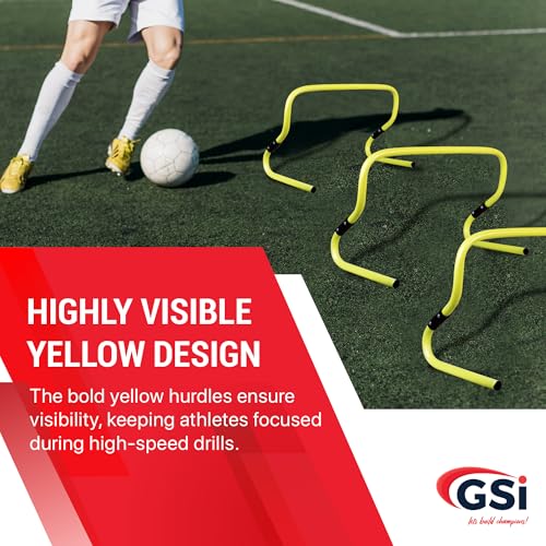 GSi Sports Speed Agility Training Bundle, 12 Practice Pinnies and 6 Adjustable Agility Hurdles for Group Drills