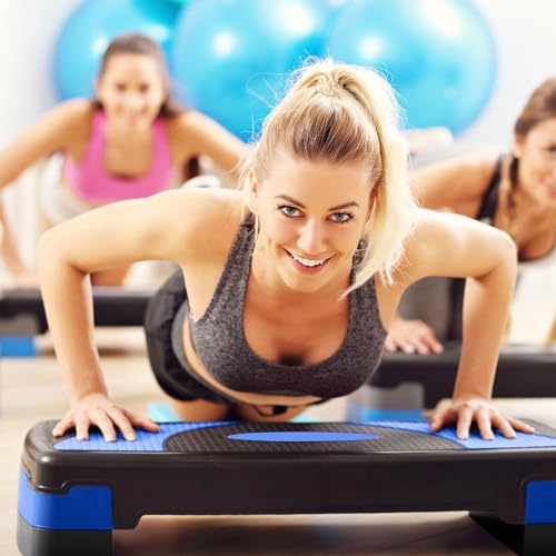 BalanceFrom 31-inch Aerobic Step Platform Trainer with 3 Adjustable Risers - color: Blue