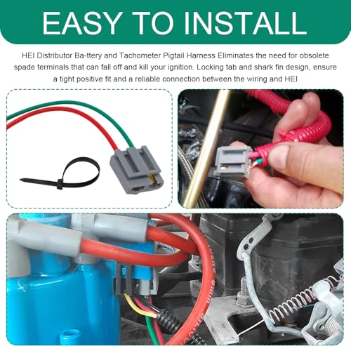 170072 HEI Distributor Pigtail Wire Harness, Electrical Wiring Harness, 12V Battery and Tachometer Power Pigtail Connector Plug, Ignition Coil Tach Connector Accessories for RV Chevy GM