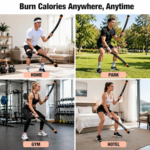 Ropeless Battle Ropes for Home Gym, Portable Cordless Battle Ropes with Variable Resistance for Men & Women Full Body HIIT Cardio & Arm Strength Training Fitness Exercise