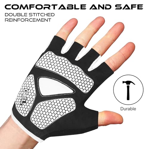 BEAST RAGE Half Finger Cycling Gloves for Men Women, Gel Padded Anti-Slip Shock Absorbing Weight Lifting Gym Gloves Cycle Mountain Bike Gloves for MTB, Biking, Hiking - color: Grey