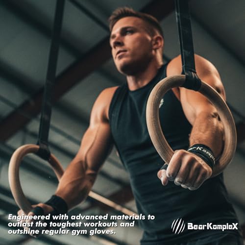 Bear KompleX No Hole Hand Grips - Non-Slip Fingerless Gymnastics Grips for Weight Lifting, Pull-ups & Cross Training | Lightweight, Padded Wrists & Foldable Grip. - size: Large
