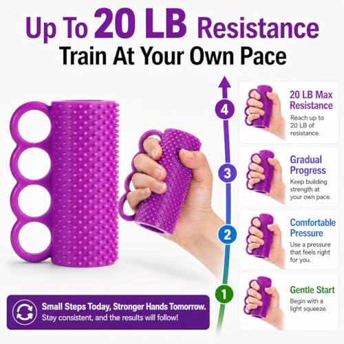 Hand Exercise Grip Ball for Grip Strength Training, 4-Finger Squeeze Ball, Textured Silicone Finger Exerciser for Stroke Hand Exercise, Arthritis and Carpal Tunnel Routines and Stress Relief