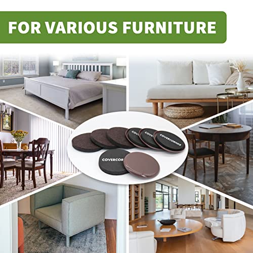 Furniture Sliders for Carpet and Hardwood, 8 PCS 3 1/2", Brown - size: Round 8 PCS 3 1/2'' Brown