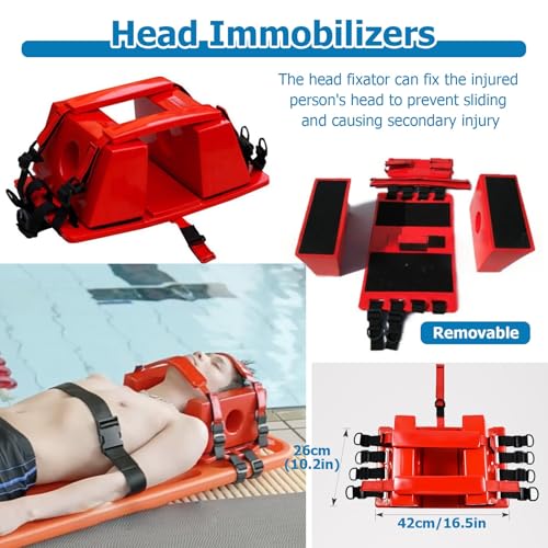 Folding Ambulance Stretcher with Head Imlizer & Adjustable Belts - Emerncy Patient Spine Board, Life-Saving Mcal Equint for First Responders - color: Only Head Immobilizer
