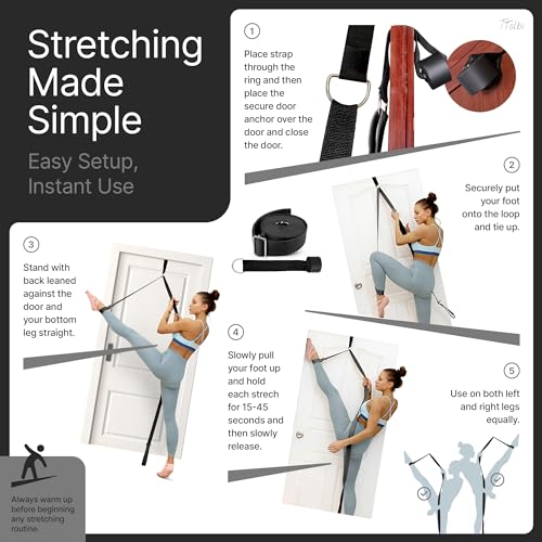 Leg Stretcher Strap with Door Anchor and Resistance Band, Splits Trainer - color: Classic Black