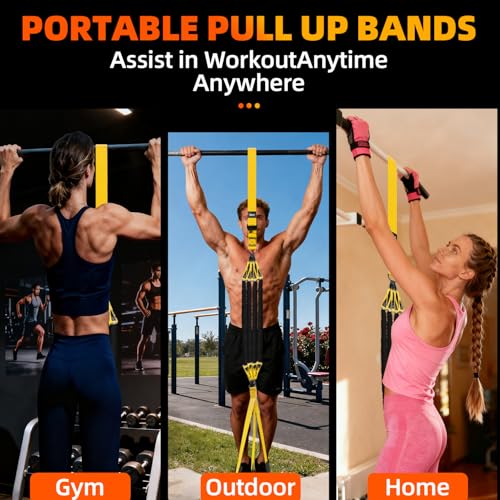 Pull Up Assistance Bands - Adjustable Heavy Duty Resistance Band for Pull Up Bar with 4 Assist Bands, Dual Footrests, Resistance Bands for Working Out, Strength Training, Home Gym