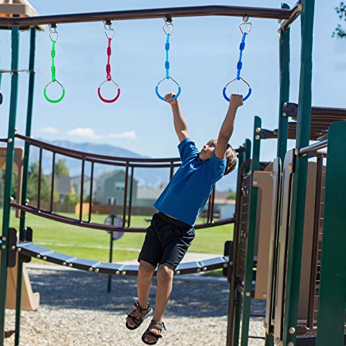 7PCS Colorful Ninja Rings - Gymnastic Rings, Swing Bar Rings, Monkey Rings, Climbing Rings Outdoor Backyard Play Sets Playground Equipment for Ninjaline Obstacle Accessories