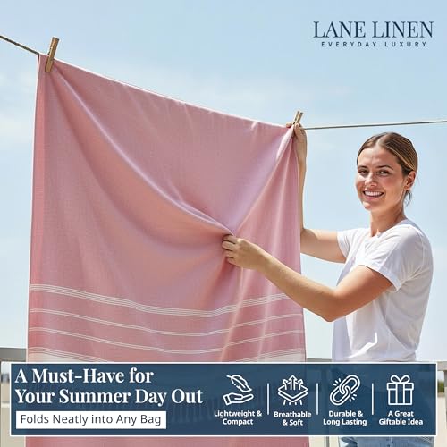 LANE LINEN Beach Blanket Sand Free & Extra Large Beach Towel - Candy Pink - color: 11: Candy Pink, size: Beach Blanket (82" x 82")