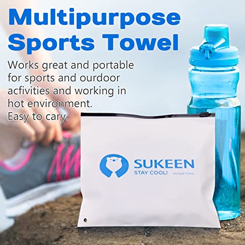 Sukeen Cooling Hoodie Towel for Men, Cooling Towels for Neck and Face, Cools When Wet Cooling Neck Wraps, Sport Workout Camping Cycling Cool Towel for Hot Weather