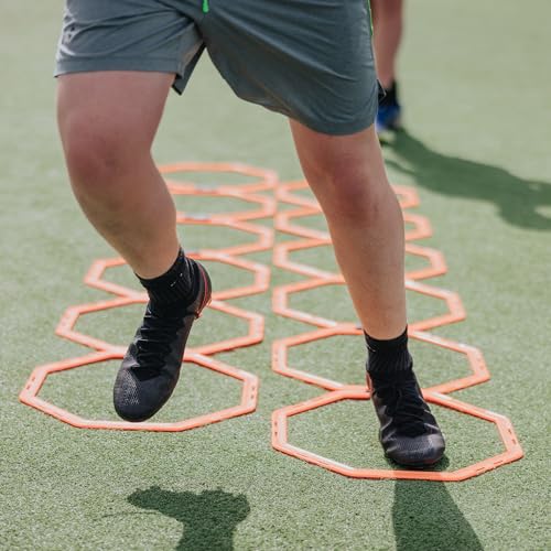 Flick 2 in 1 Octa Speed Rings – Speed Agility Ladder with Hurdle Capability - Multi-Sport Agility Training Equipment – Football Agility Training Set