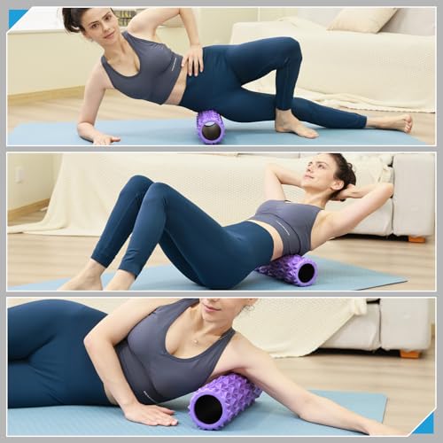 Foam Roller - 15 inch Deep Tissue Massager for Muscle Massage, Myofascial Trigger Point Release, Exercise, Yoga, Pilates & Stretching(Purple) - color: Purple