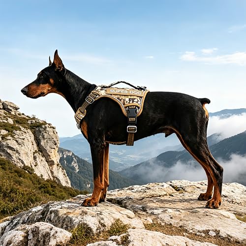 Tactical Dog Harness for Large Dogs, No Pull Military Service Dog Vest with Handle&Molle, Heavy Duty Reflective Adjustable Harnesses for Training Walking Hiking German Shepherd Golden Retriever