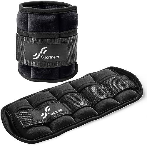Sportneer Adjustable Ankle Weights for Women and Men 7 lbs/Pair Adjustable Leg Weights with Secure Straps, Strength Training Weighted for Yoga, Walking, Running, Aerobics, Gym, Physical Therapy - color: Black