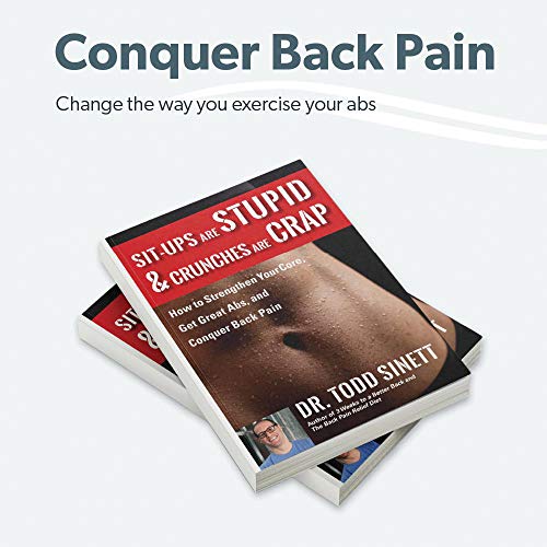 (Grey) + Sit-Ups are Stupid & Crunches are Crap Book, Back Stretcher Lumbar Support Spine Alignment & Back Pain Relief By Dr. Todd Sinett