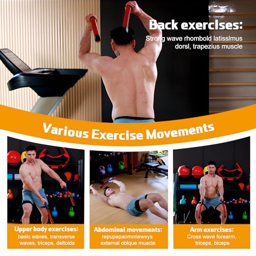Upgraded Ropeless Exercise Rope 2.0 for Exercise Workout 4 Adjustable Weight Levels Jump Rope Portable Strength Cardio Trainer Fitness Equipment for Athletes Home Gym Muscle Training
