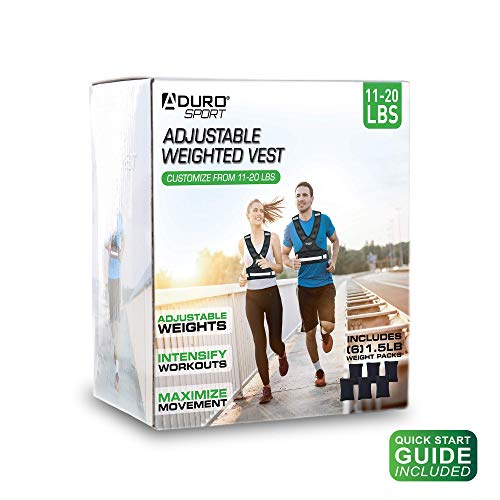 "Aduro Sport Adjustable Weighted Vest Workout Equipment, 4-10lbs/11-20lbs/20-32lbs/26-46lbs Body Weight Vest for Men, Women, Kids" - style: 11-20 Pounds (4.98KG-9.07KG)
