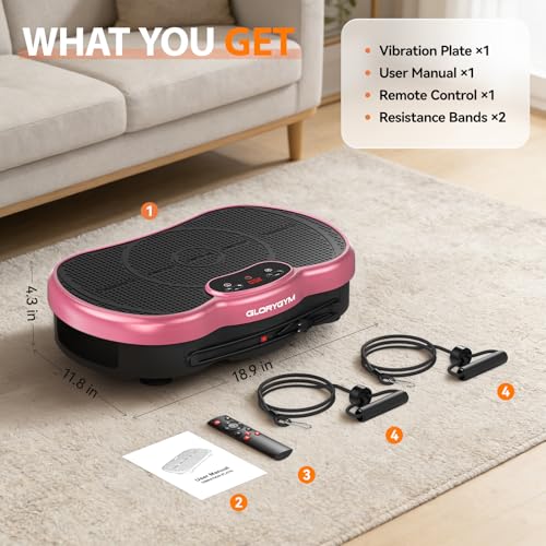 Vibration Plate for Weight Loss & Body Shaker Machine, Professional Full Body Vibration Machine with Wider Platform, Ultra Stable & Quiet, 120 Speeds, 330lbs Capacity, Home Fitness System - color: Pink