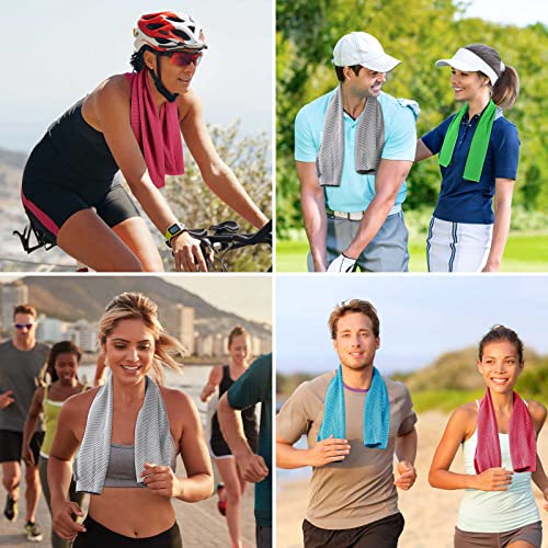 BBTO Cooling Towel Microfiber Ice Cool Cold Sport Face and Neck Soft Breathable Chilly Sweat Towel for Yoga Gym Workout Hot Weather Camping Running, 32 x 12 Inches