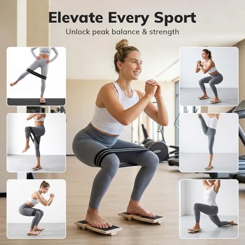 Balance Board Ankle Balance Trainer(with Resistance Band), Slant Board for Calf Stretching&Ankle Strengthener, Multi-Function Axis Board for Stability, Physical Therapy, Injury Recovery&Home Fitness