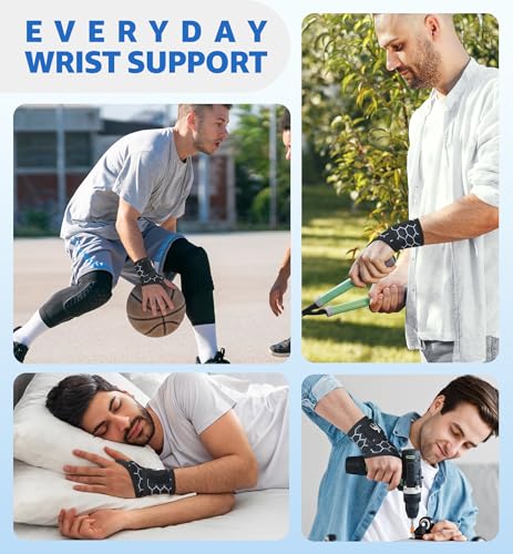 Upgraded 3D Knit Breathable Wrist Brace Wrist Wrap, Extended Length Adjustable Compression Strap, Elastic Support for Wrist Pain Relief, Carpal Tunnel, Sports, Gym & Daily Use (1, Black)