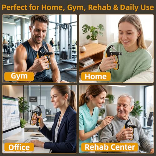Grip Strength Trainer Adjustable 22-330 lbs, Hand Gripper Strengthener with Counter, Heavy Duty Forearm Strengthener, Wrist & Finger Exerciser, Grip Trainer for Hand Strength, Rehab & Workout, Orange
