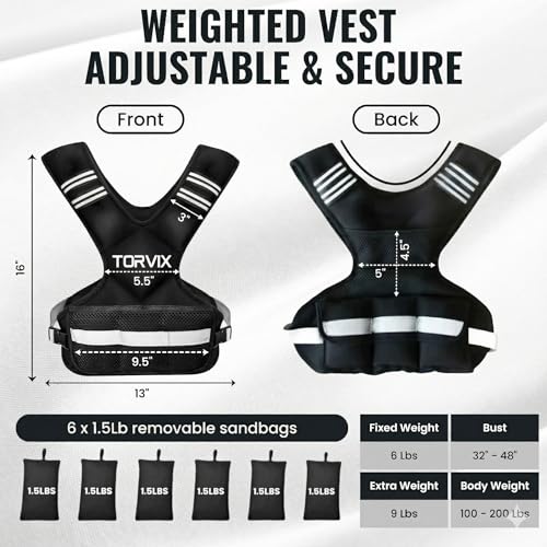 Adjustable Weighted Vest for Women and Men 6-15 lbs - Weight Vest for Walking, Weights for Workout Exercise Fitness Gym - Running Walking Training Vest with Reflective Strips & Pocket