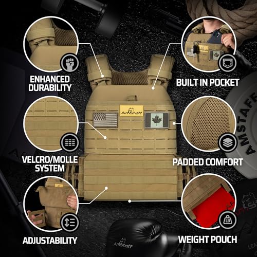 Amstaff Tactical Weighted Vest - Adjustable Weight Vests - Versatile Wearable Vest for Fitness Workouts, Strength and Endurance Training, Running - color: Multicam Green, style: 10 LB