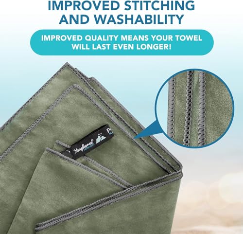 Youphoria Microfiber Travel Towel Fast Drying Lightweight - Quick Dry Towel for Camping, Beach, Backpacking, Hiking & Sport - color: Army Green, style: 28" x 56" (Medium)