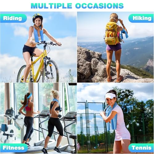 MENOLY 20 Pack Cooling Towels, 40"x12" Cooling Towels for Neck and Face with Breathable Carrying Bags,Soft Microfiber Instant Cooling Rags, Gym Workout Sweat Towel for Sports, Yoga, Camping, Running - size: 20 Pack