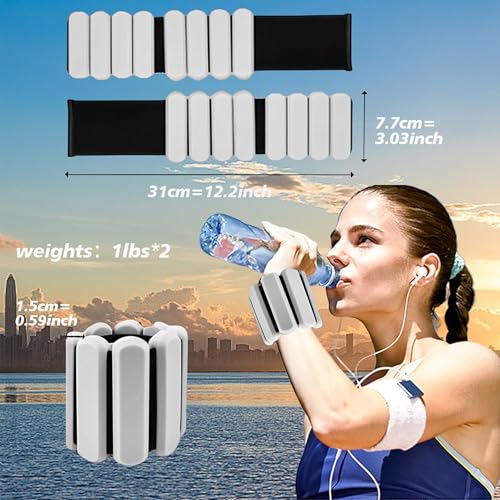 Wrist and Ankle Weights for Women & Men 2 Pack (1lb Each), Adjustable Silicone Wearable Arm & Leg Weights for Pilates, Gym, Yoga, Cardio, Strength Training - color: Grey