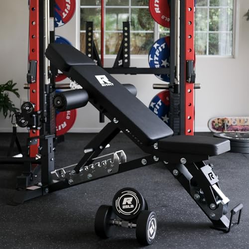 RitFit Adjustable/Foldable Utility Weight Bench for Home Gym - color: BLACK(3-Section)