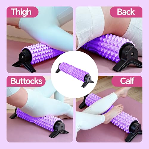 Foam Roller with Detachable Stand, 18” Deep Tissue Massage Roller, Beginner-Friendly Support Design for Muscle Recovery, Home Workout & Fitness - Purple - color: Purple