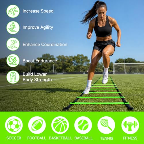Agility Ladder, Soccer Football Training Equipment Agility & Speed Training - color: Green