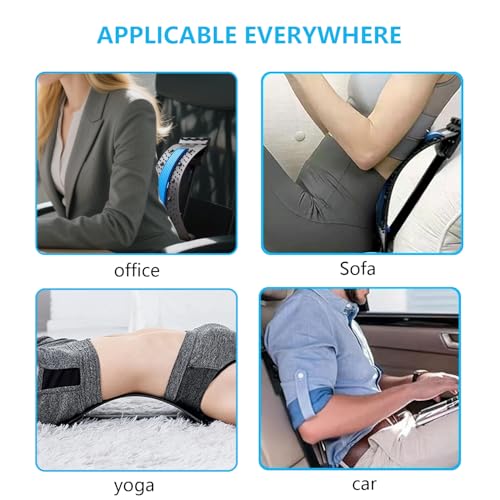 Back Stretcher - 4-Level Adjustable Lumbar Support Board & Back Cracker for Lower Back Pain Relief, Home Office Use (Blue) - color: Blue