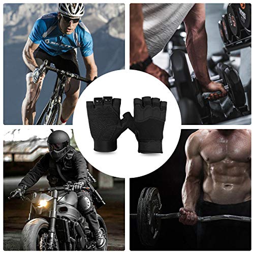FIORETTO Fingerless Gloves for Men, Breathable Grip Palm Gloves for Motorcycle Riding, Driving, Cycling, Exercise, Workout, Climbing, Hiking and Outdoor Activities M210603