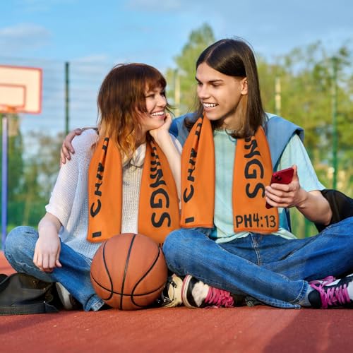 12 Pcs Basketball Cooling Towel Basketball Team Gifts Favors for Men Bible Verse I Can Do All Things Workout Sweat Rags for Neck and Face Microfiber Towel for Gym, Camping, Outdoor Sport - style: Basketball