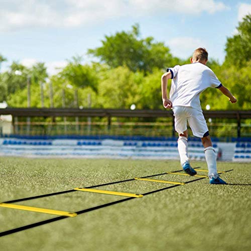 GHB Pro Agility Ladder 2 Pack Agility Training Ladder Speed 12 Rung 20ft with Carrying Bag (Yellow and Green)