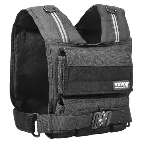 VEVOR Adjustable Weighted Vest, 11-20lb/20-32lbs/35lbs/40lbs Weight Vest with 6 Ironsand Weights and Reflective Stripe, Workout Equipment for Strength Training Running Jogging